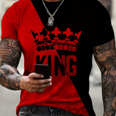 Colorful King Letter Graphic Print Men's T Shirt