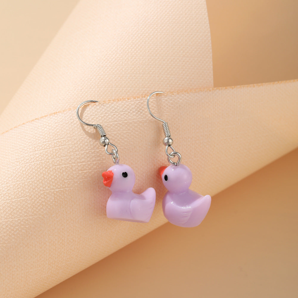 Duck Earrings Synthetic Resin Cute Animal Jewelry Dangle Earrings