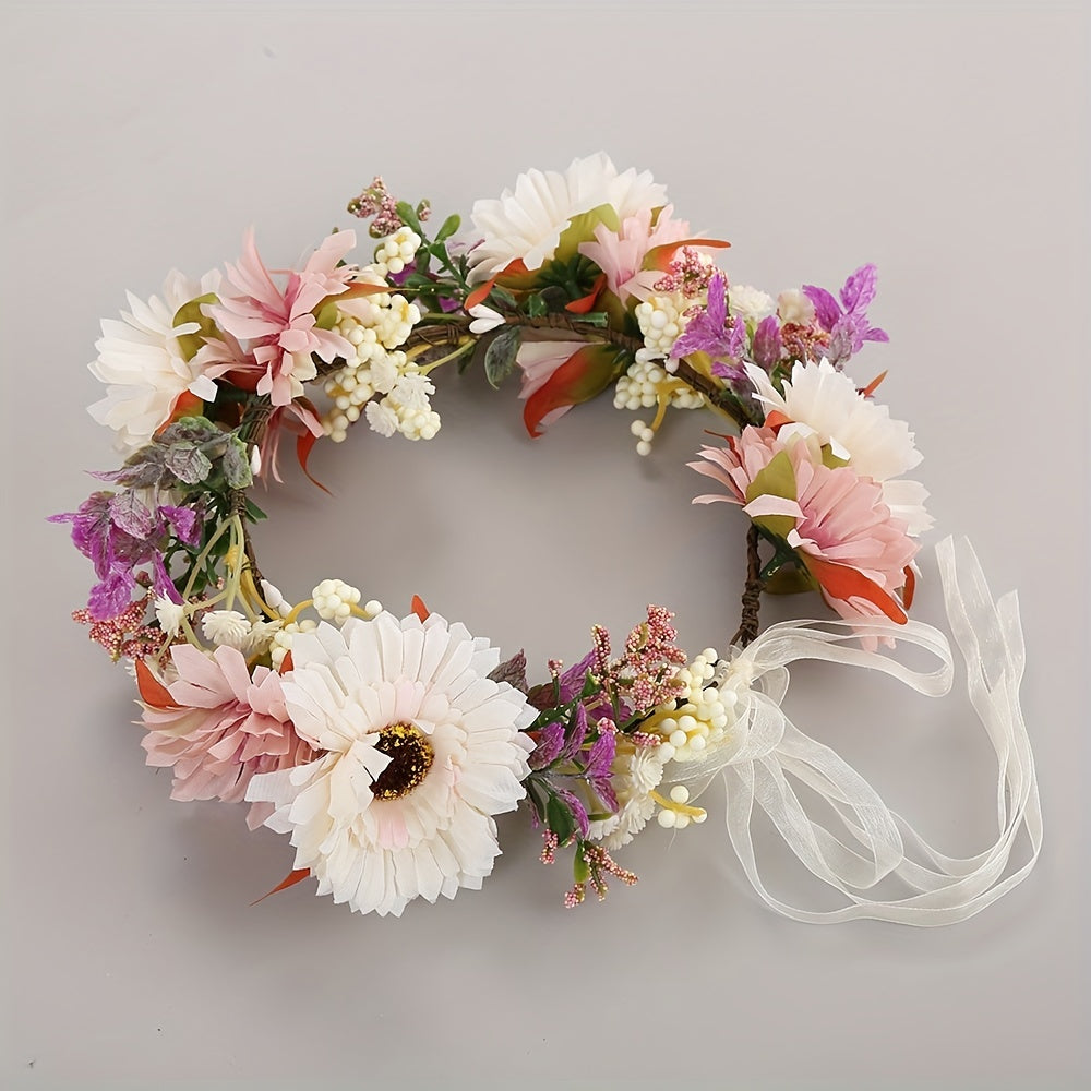 Rose Wreath Headband Simulation Flower Hair Band
