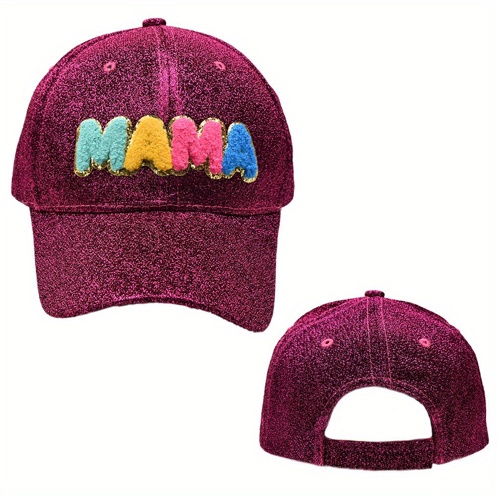 Mama Patch Glitter Baseball Cap Colorful Sunshade Dad Hats