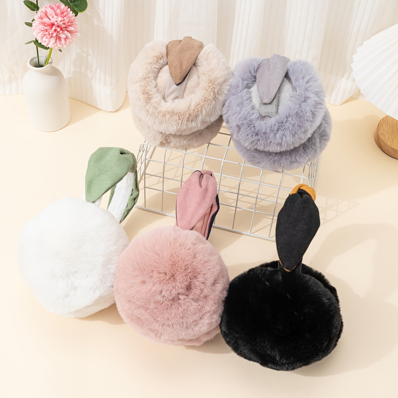 Winter Women Outdoor Earmuff Bowknot Thick Plush Ear Warm Fluffy Ear Bag