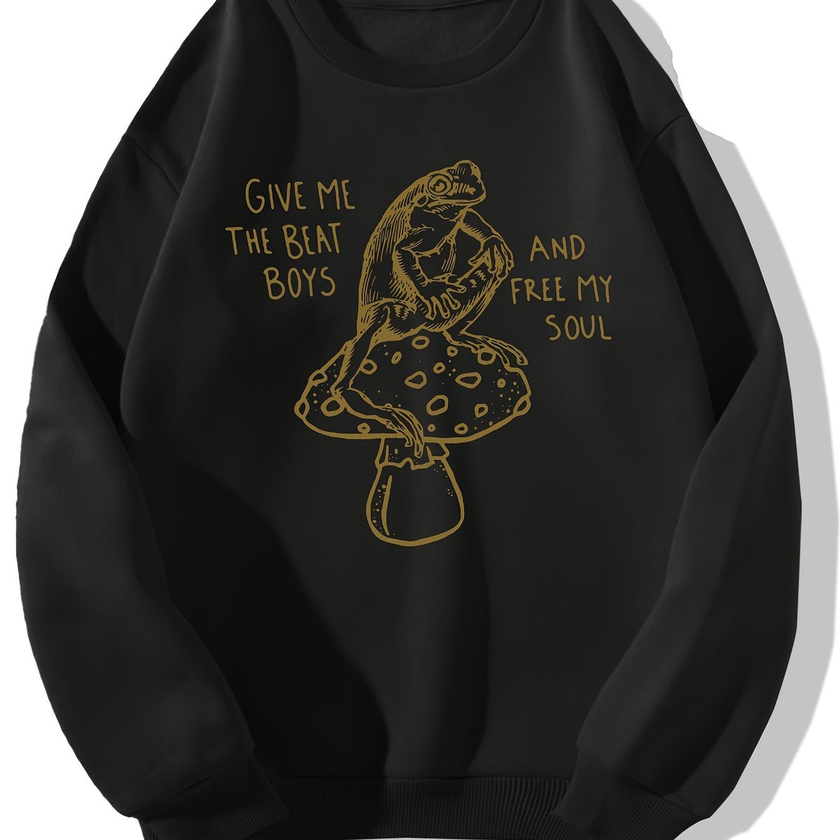 Frog & Mushroom Print Crew Neck Sweatshirt