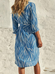  Striped Long Sleeve Button Up Shirt Dress