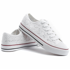 Women's Hollow Out Low Top Sneakers Lace Up Canvas Casual Walking Shoes