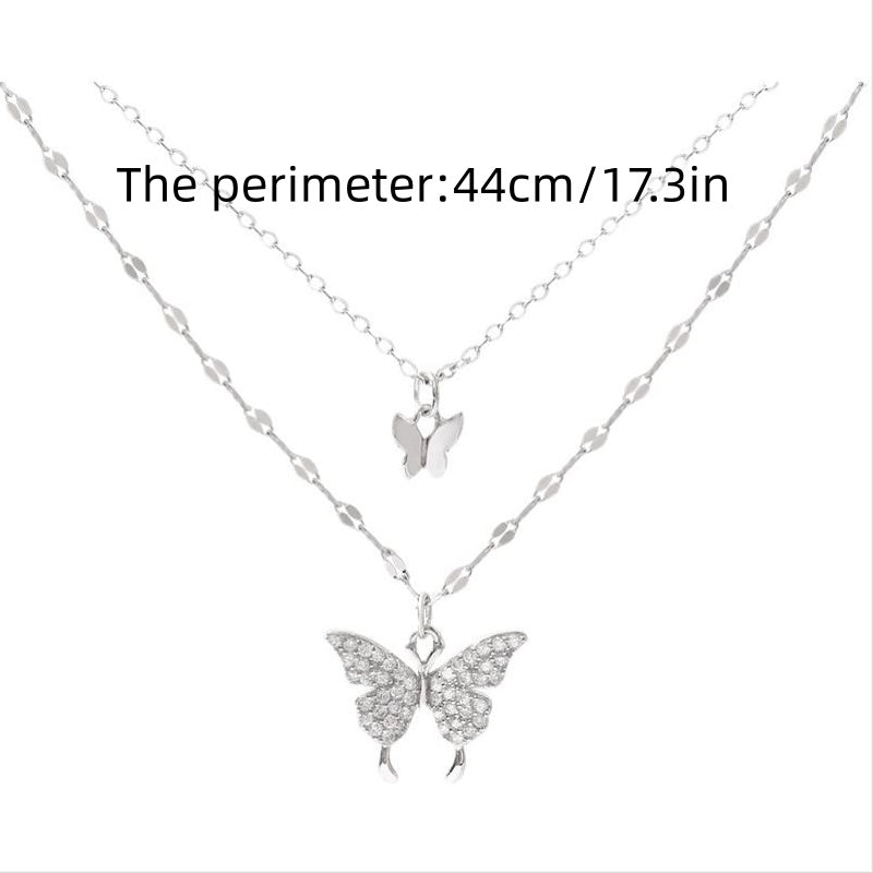 Two Butterflies Pendant Clavicle Chain Female Necklace