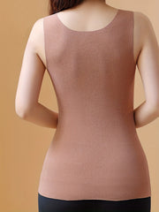 2pcs Thermal Underwear Warm Seamless Crew Neck Tank Top Women's Lingerie