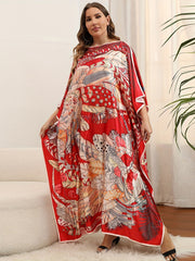 Feather Print Maxi Cover Up Dress