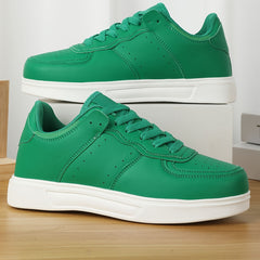 Faux Leather Flat Breathable Skate Shoes Non Slip Casual Sneakers