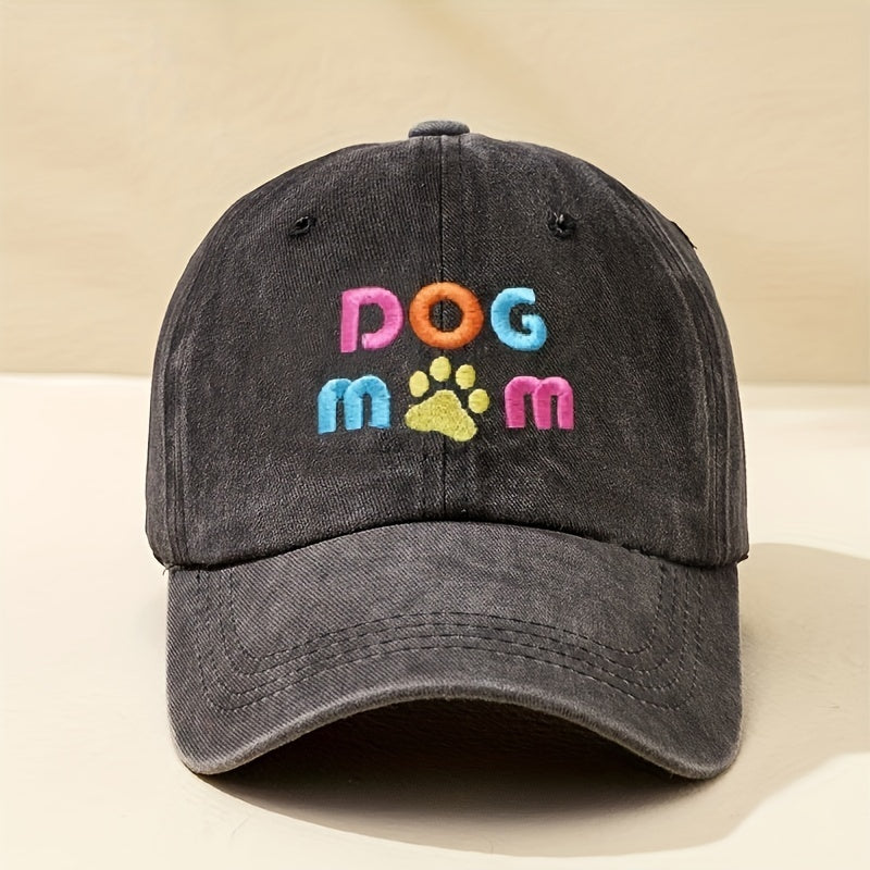 DOG MOM Embroidered Baseball Cap Y2K Washed Distressed Dad Hat