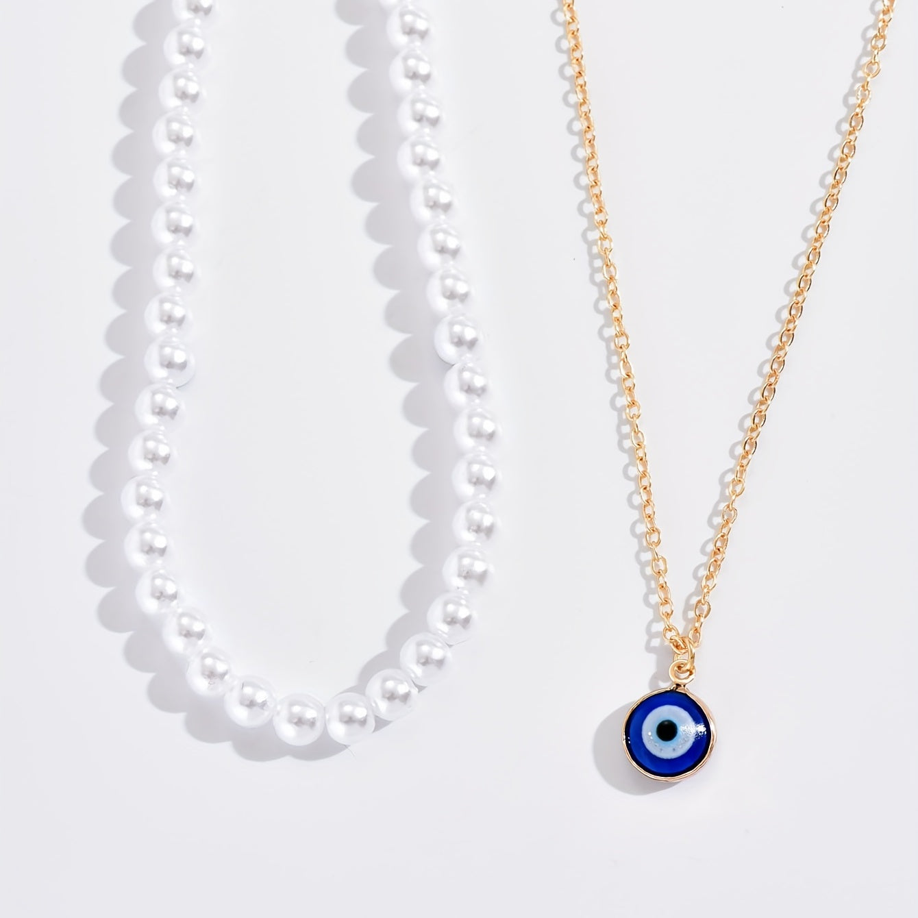 Bohemian Evil Eye Faux Pearl Necklace Collar