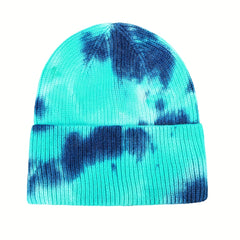 Tie Dye Windproof Knitted Hat for Outdoor Activities