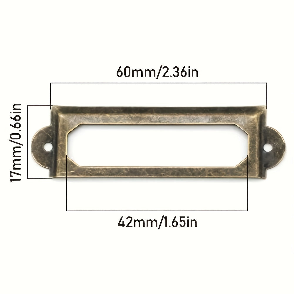 12pcs Antique Brass Iron Drawer Label Pull Handle Card Holder