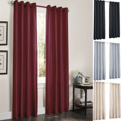 Faux Silk Grommet Top Window Curtain for Living Room Bedroom Kitchen Bathroom