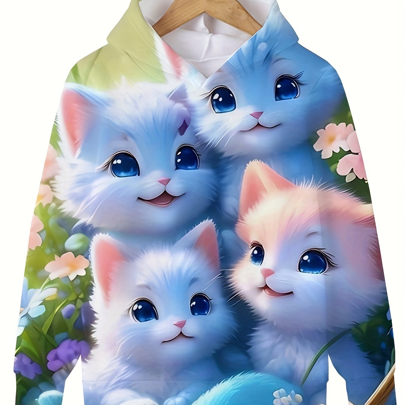 Kitty Friends Hooded Sweatshirt Girls Casual Pullover