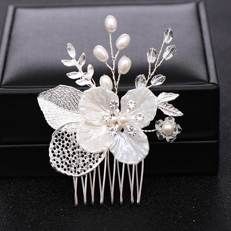 Silver Pearl Crystal Bridal Hair Comb Wedding Accessories