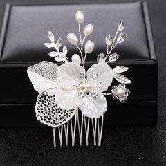 Silver Pearl Crystal Bridal Hair Comb Wedding Accessories