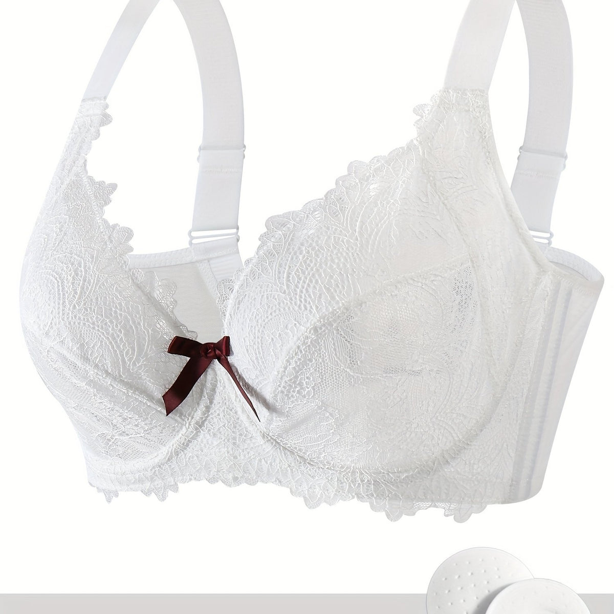 Floral Jacquard Lace Bra Medium Stretch Push Up Bra