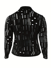 Plus Size Sexy Ripped Sleeve Button Up Slim Fit Blouse