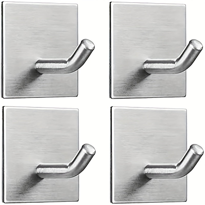 4pcs Stainless Steel Hooks Self adhesive Garage Storage Hooks Minimalist Style