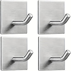 4pcs Stainless Steel Hooks Self adhesive Garage Storage Hooks Minimalist Style