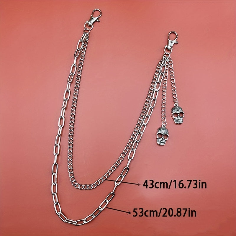 Skull Double Layer Waist Chain Men's Decorative Pant Jeans Chain