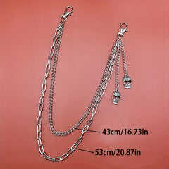 Skull Double Layer Waist Chain Men's Decorative Pant Jeans Chain