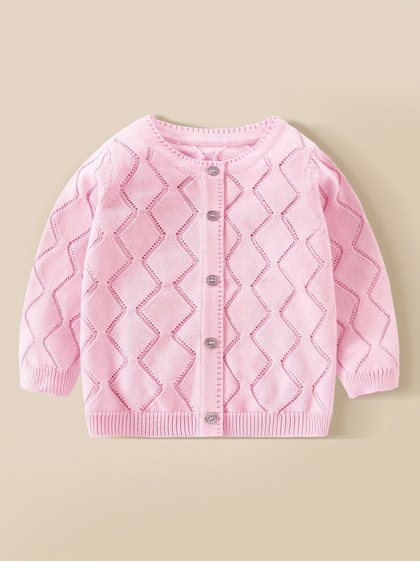 Toddler Baby Knit Cotton Cardigan Button Up Crew Neck Casual Sweater