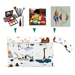 2pcs Animal Print Diaper Bag Washable Cloth Diaper Bag Travel Storage Bag