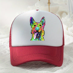 Y2K Rainbow Wolf Baseball Cap Mesh Trucker Dad Hat for Women