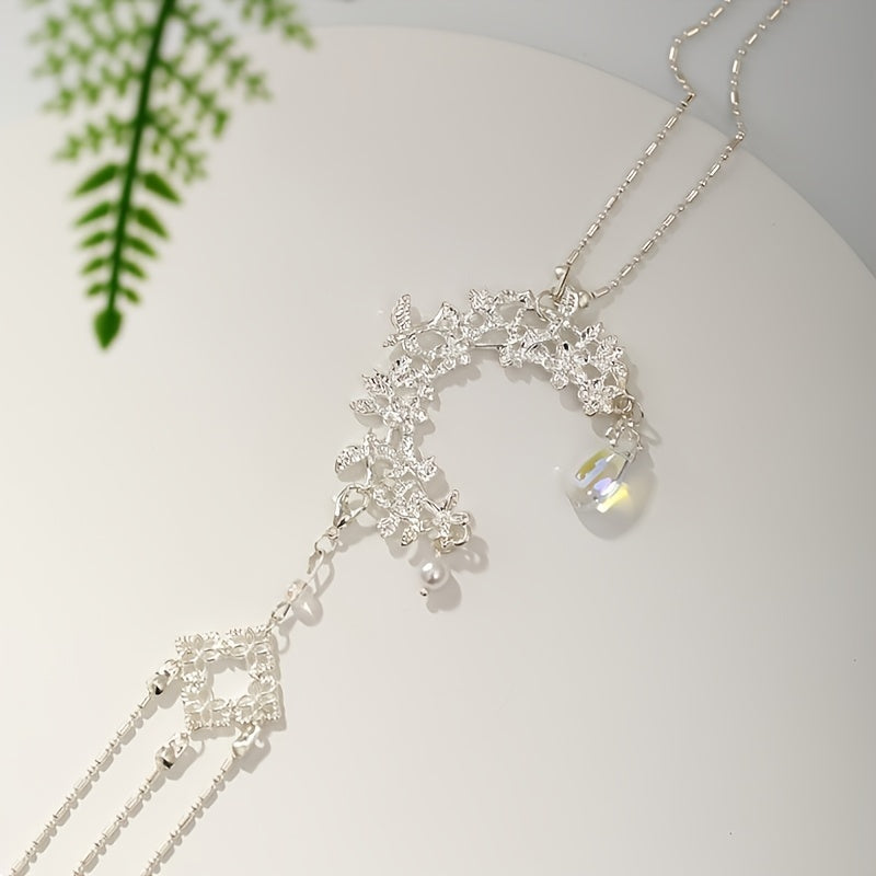 Chinese Style Tassel Metal Waist Ornament Crystal Flower Decoration