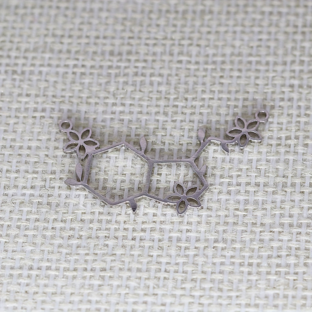 Serotonin Molecule Flower Charm Pendant Stainless Steel