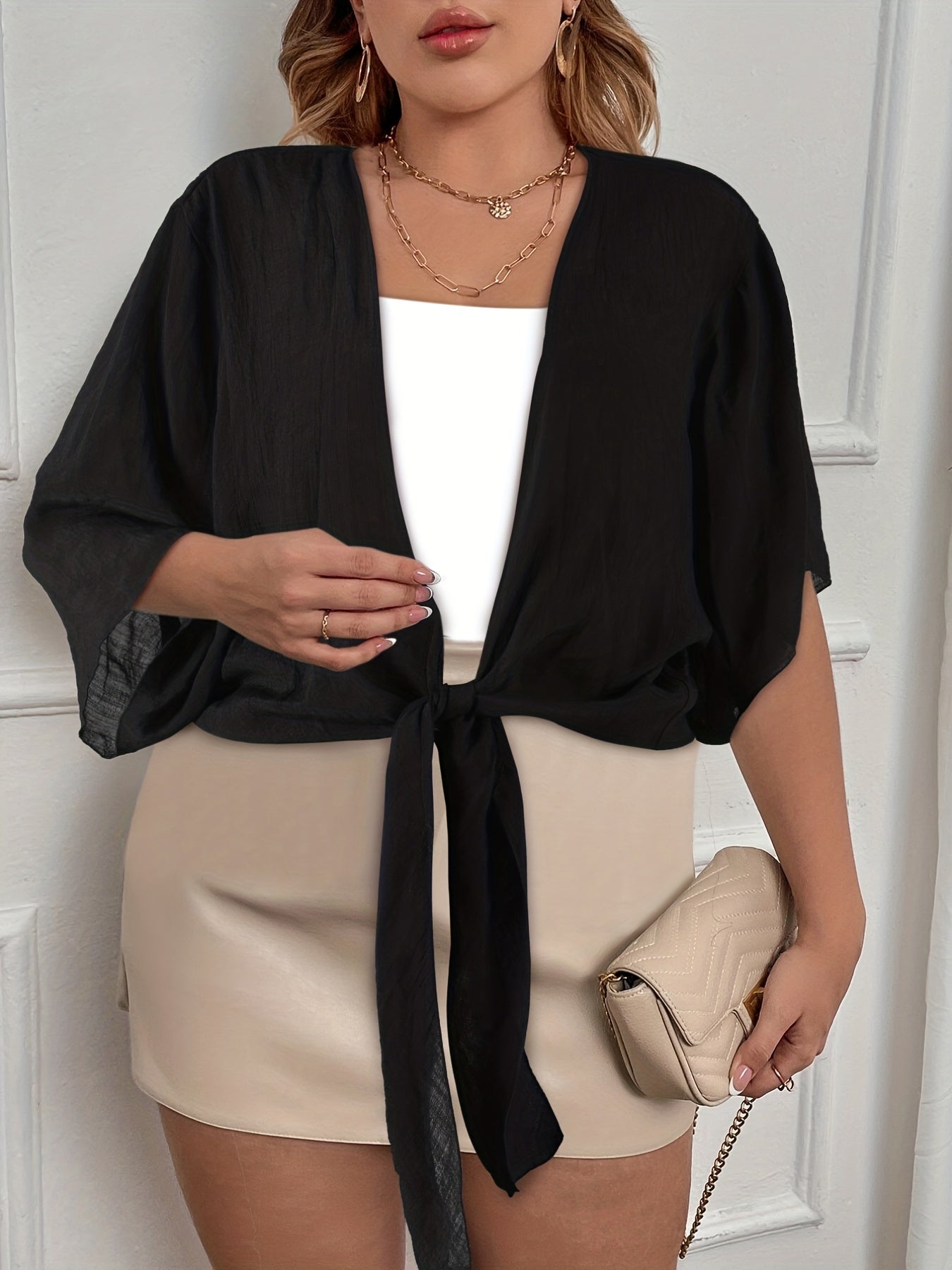  Casual Cardigan Women's Plus Solid Bat Sleeve Thin Summer Cardigan