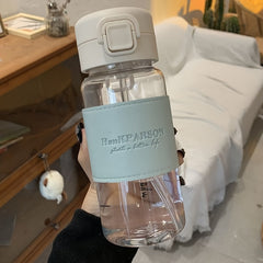 500ml Clear Plastic Water Cup with Straw for Sports Fitness