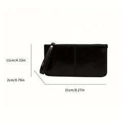 Vintage Long Wallet Clutch Zipper Coin Purse with Wristband