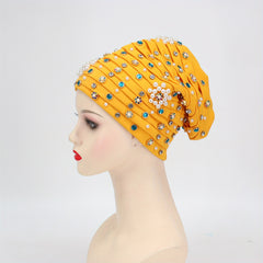 Turban Cap Faux Pearl Rhinestone Headscarf Hijab