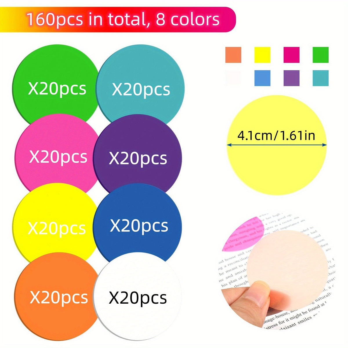 400 Sheets 8pcs Round Index Stickers Set G473