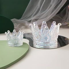 Crown Glass Ashtray Crystal Golden Beads Candlestick