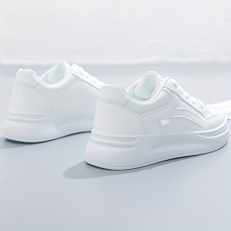 Women Round Toe Flat Sneakers Lace Up Low Top Board Shoes