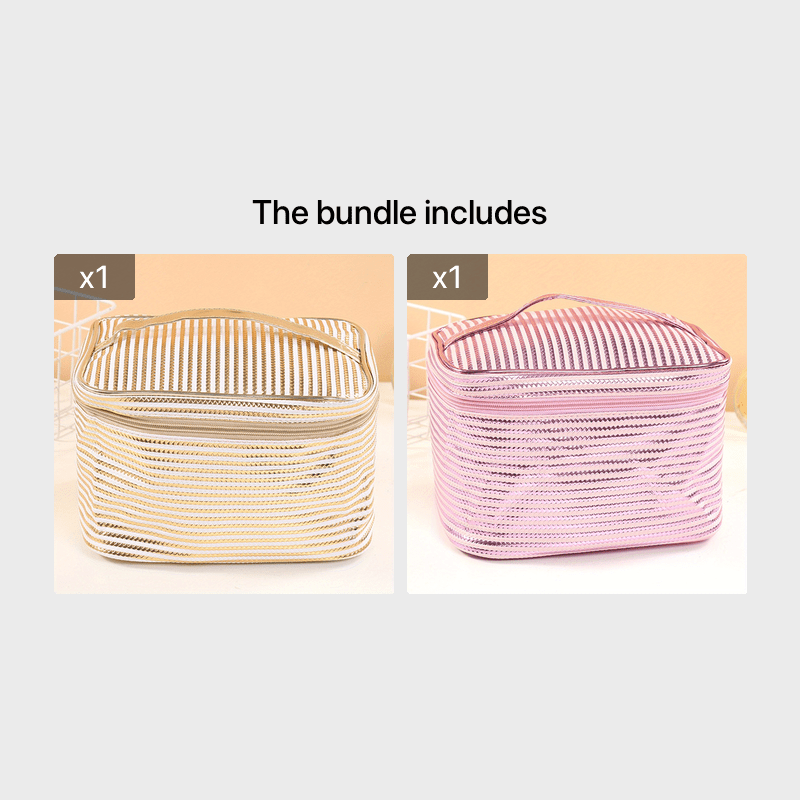 Striped Travel Storage Bag Portable Cosmetics Business Trip Toiletry Bag