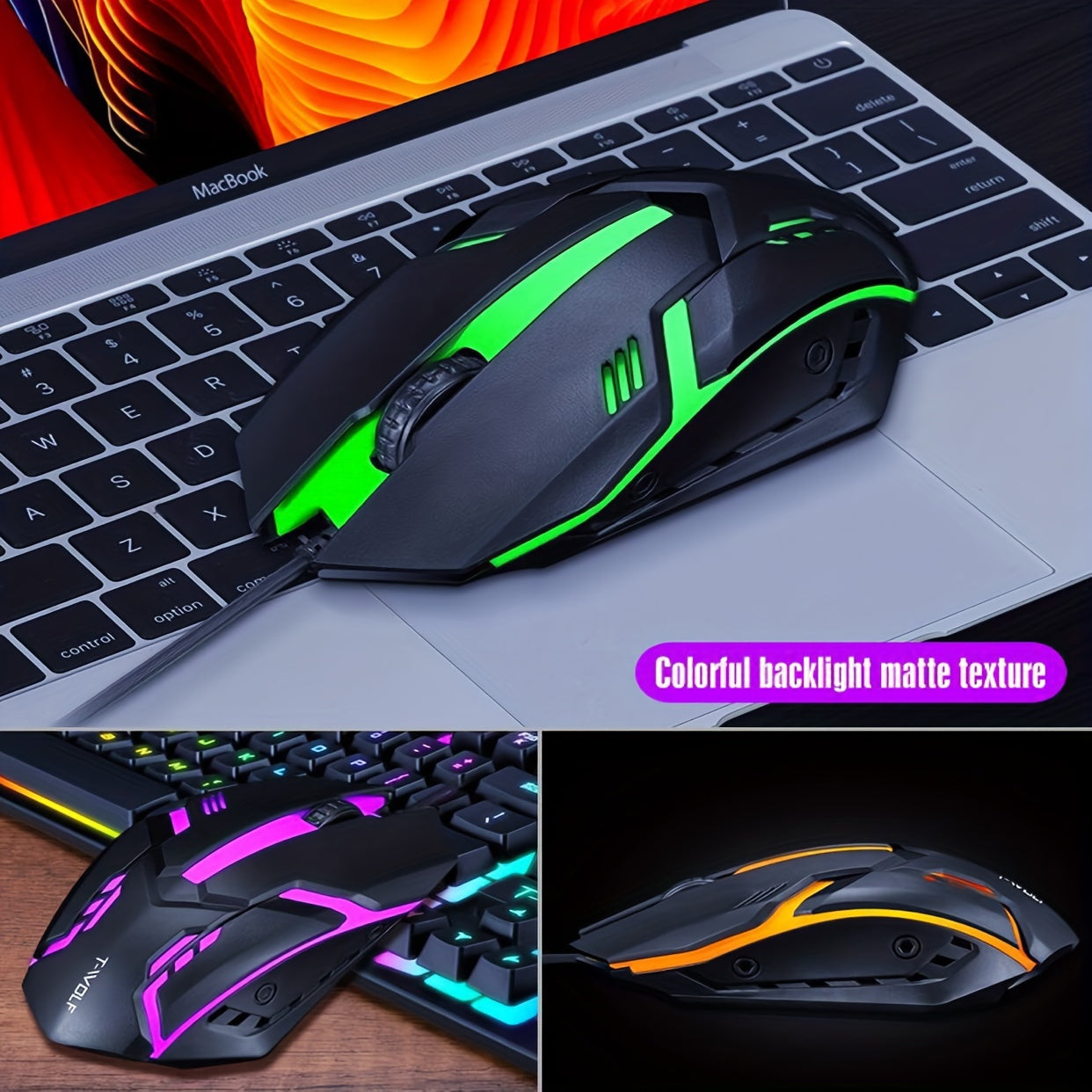 Gaming Mouse And Keyboard Set USB Wired Light Up For Gamer