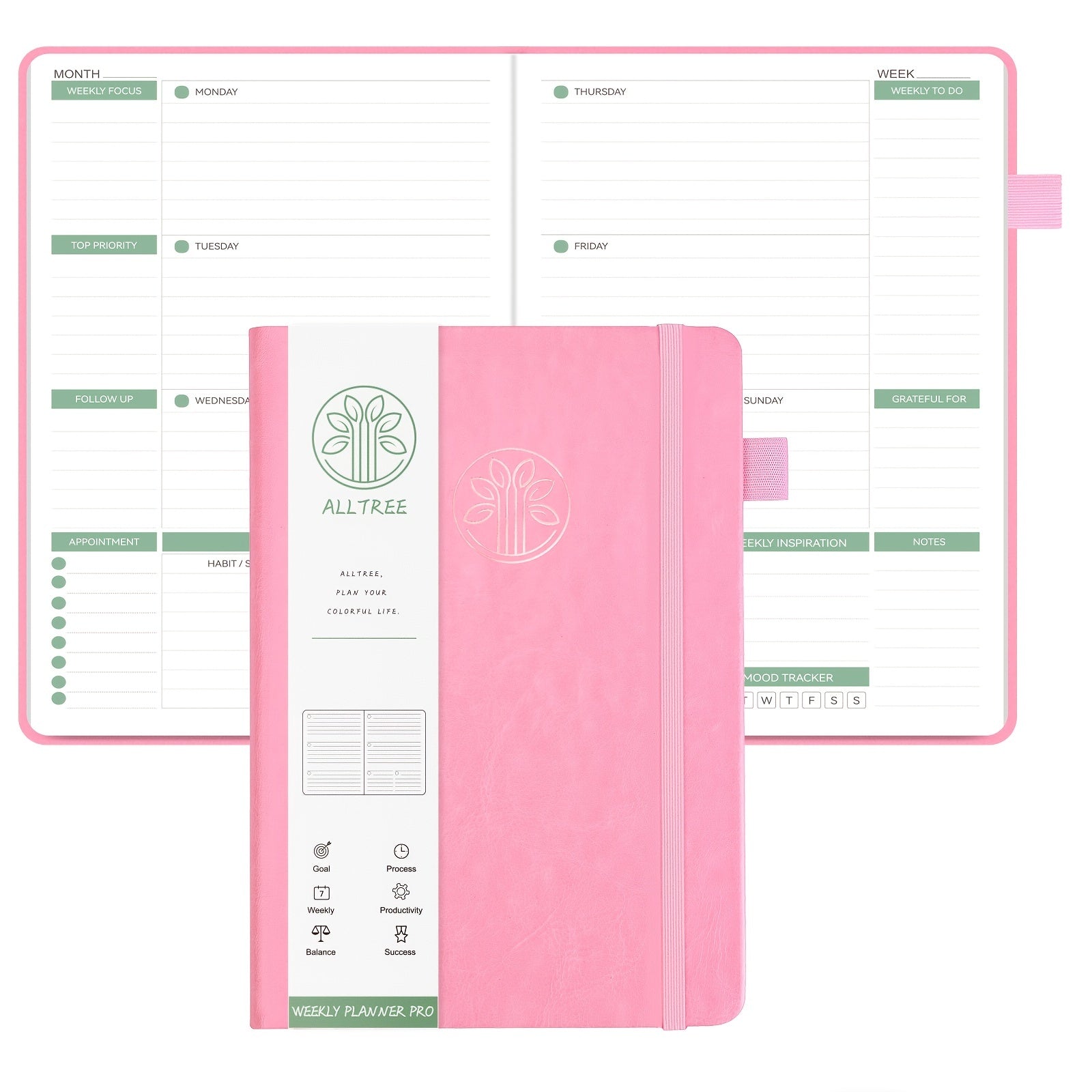Undated Weekly & Monthly Planner Hardcover Notebook