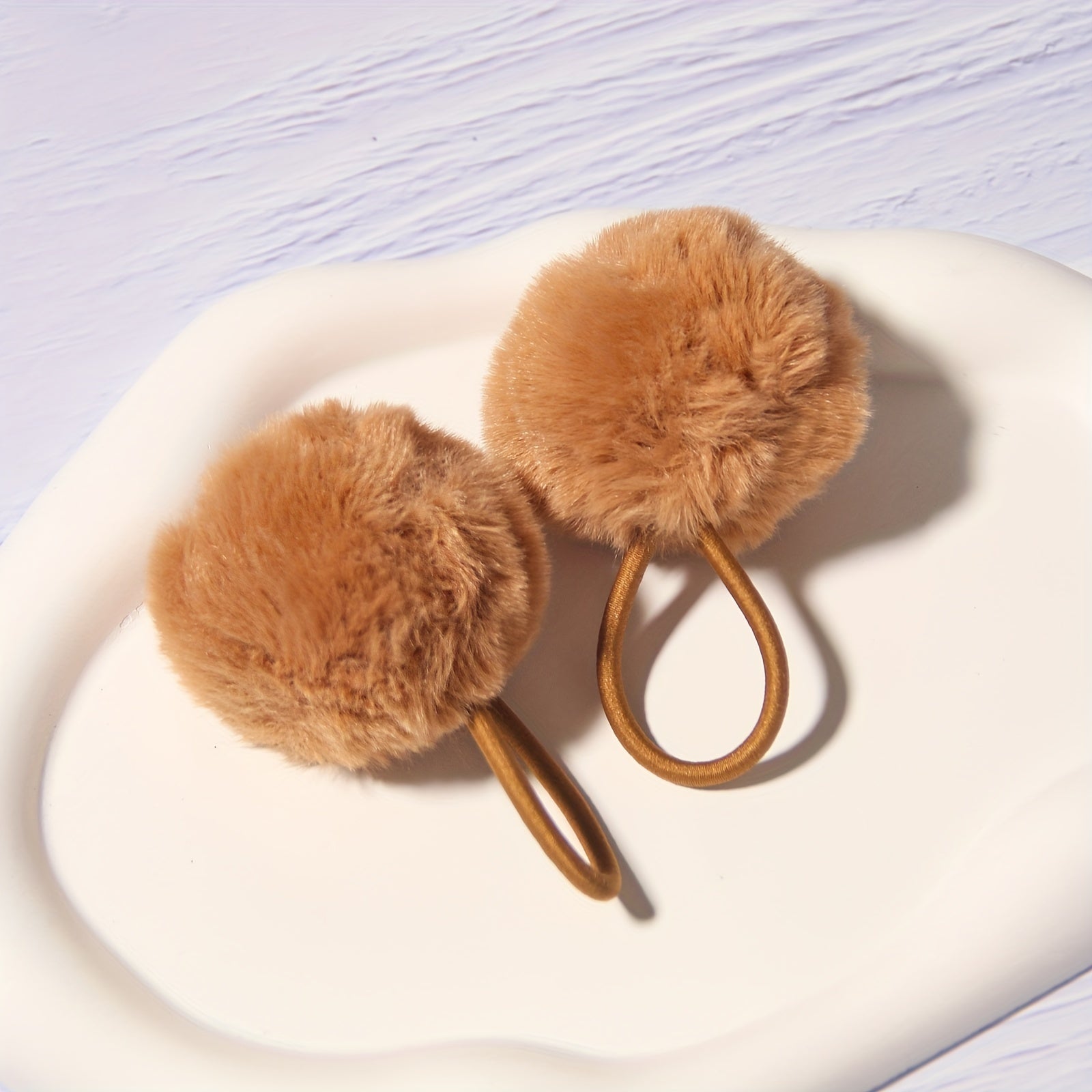 2pcs Set Colored Velvet Ball Hair Tie No Damage To Hair