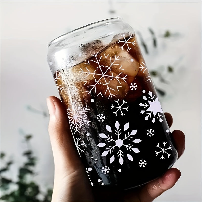 16oz Snowflake Water Cup Set with Lid & Straw - Holiday Gift