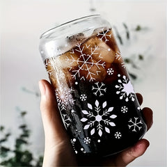 16oz Snowflake Water Cup Set with Lid & Straw - Holiday Gift