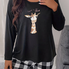  Giraffe Print Long Sleeve Tee
