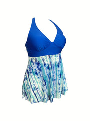 Tie Dye Peplum Tankini Set