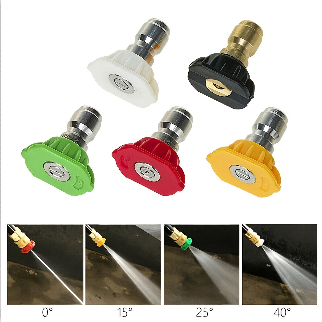 5pcs High Pressure Washer Nozzle Tips 2.54 10 Male Thread 0-15-25-40 Degree
