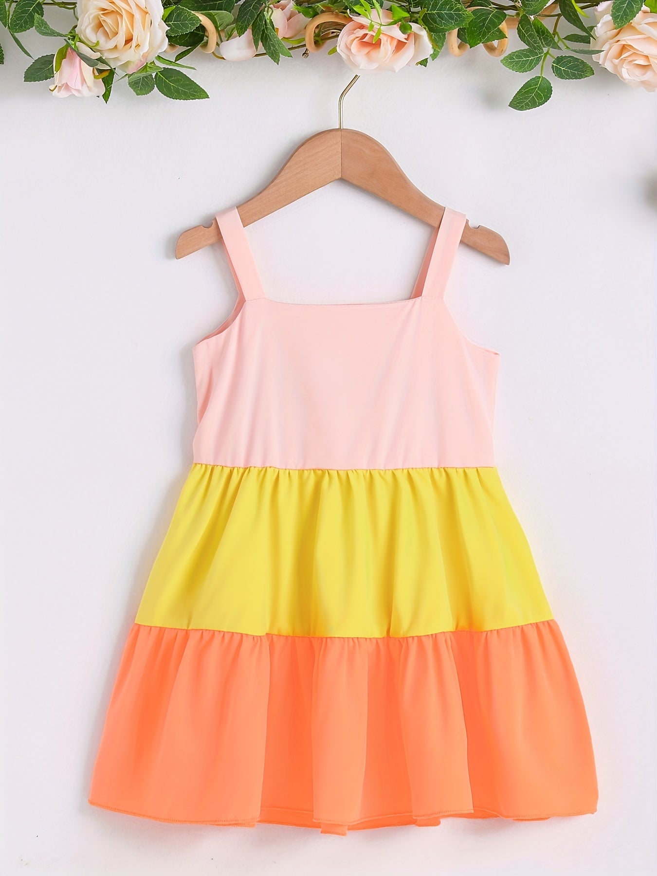 Girls' Colorblock Spaghetti Straps Cami Dress - Casual & Summer