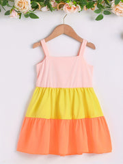 Girls' Colorblock Spaghetti Straps Cami Dress - Casual & Summer