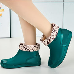 Women's Waterproof Ankle Rain Boots Non Slip Solid Short Tube Boots
